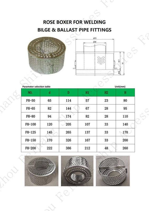 Filtros de succión y caja de rosas - Fábrica de accesorios para barcos Yangzhou Feihang, Jiangsu, China