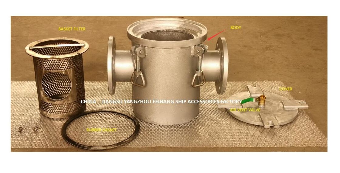 Los tamices de la agua de mar modelan: El cartucho de filtro galvanizado en baño caliente de acero de carbono del cuerpo de AS125 CB/T497-2012 toma el sol tipo