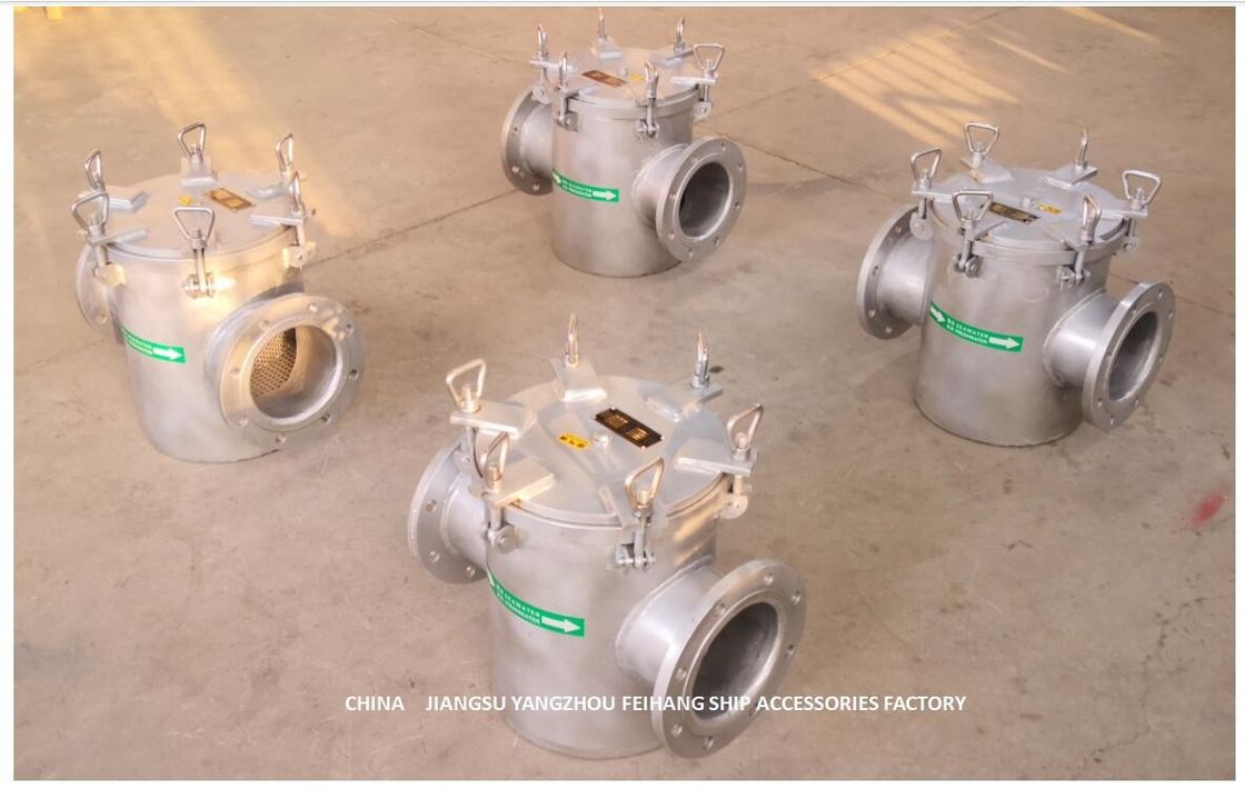 Derecho a través del filtro de agua grueso de la succión para el material de acero a granel de carbono de la entrada de bomba del agua de mar AS150 CB/T497-2012