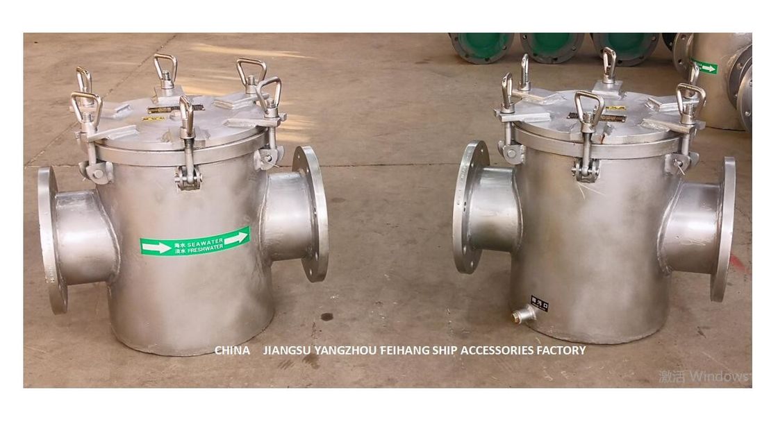 Derecho a través del filtro de agua grueso de la succión para el material de acero a granel de carbono de la entrada de bomba del agua de mar AS150 CB/T497-2012