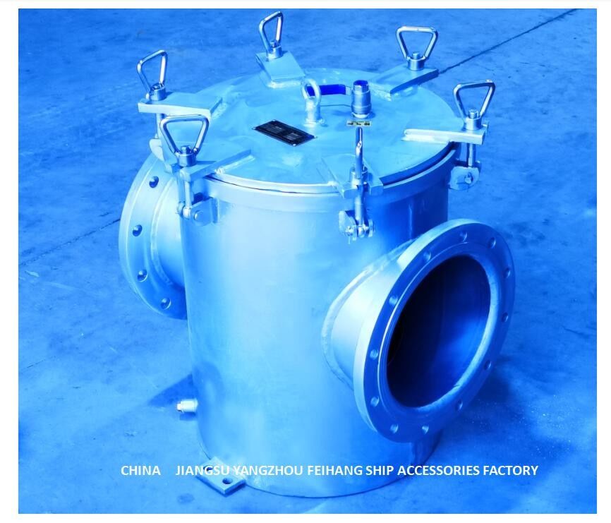 El tipo de ángulo recto filtro BRS250 CBM1061-81 del agua de mar para el acero de carbono auxiliar de la entrada de bomba del agua de mar galvanizó
