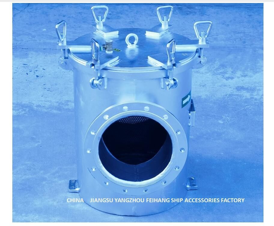 El tipo de ángulo recto filtro BRS250 CBM1061-81 del agua de mar para el acero de carbono auxiliar de la entrada de bomba del agua de mar galvanizó