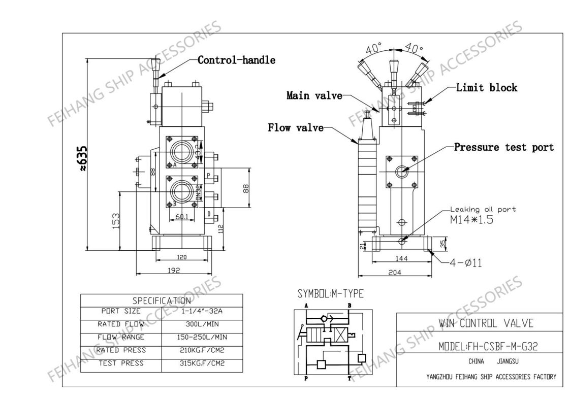 Válvulas de control hidráulicas CSBF-G32 Válvulas manuales de control de flujo proporcional para buques