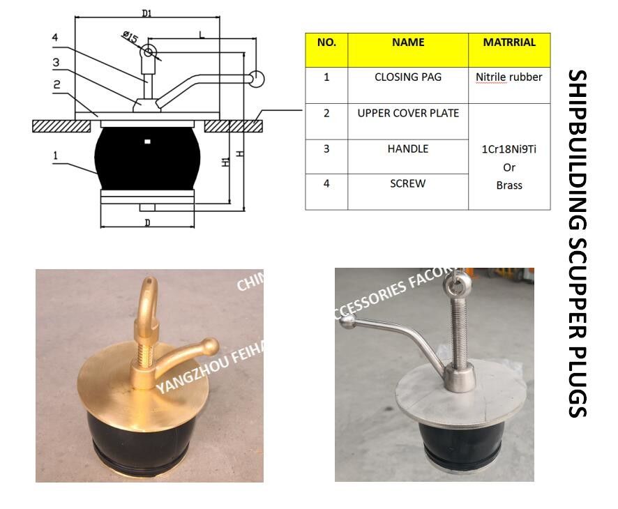 IMPA232486 50N-125 DECK SCUPPER PLUG, GUTTER PLUG-YANGZHO FEIHANG FACTORY de accesorios para buques y barcos de la región de China