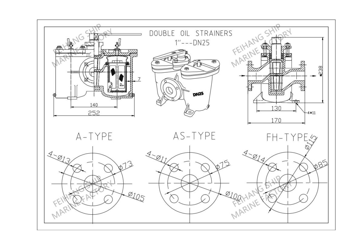Los datos técnicos para los filtros de aceite duplex y los filtros de aceite duplex modelo AS25 cb/t425-0.4/0.22