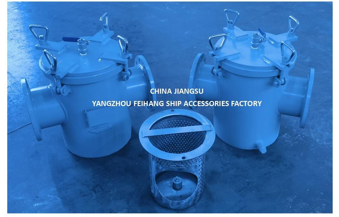 Cestas de filtración de agua de mar para la entrada de la bomba auxiliar de agua de mar Modelo AS125 CBM1061 Cuerpo galvanizado, pantalla de acero inoxidable