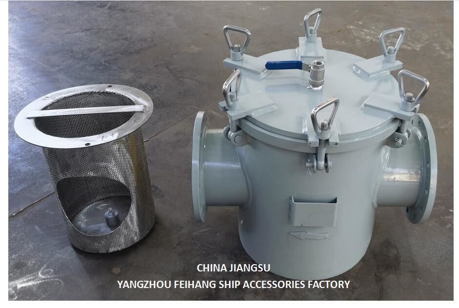 Cestas de filtración de agua de mar para la entrada de la bomba auxiliar de agua de mar Modelo AS125 CBM1061 Cuerpo galvanizado, pantalla de acero inoxidable