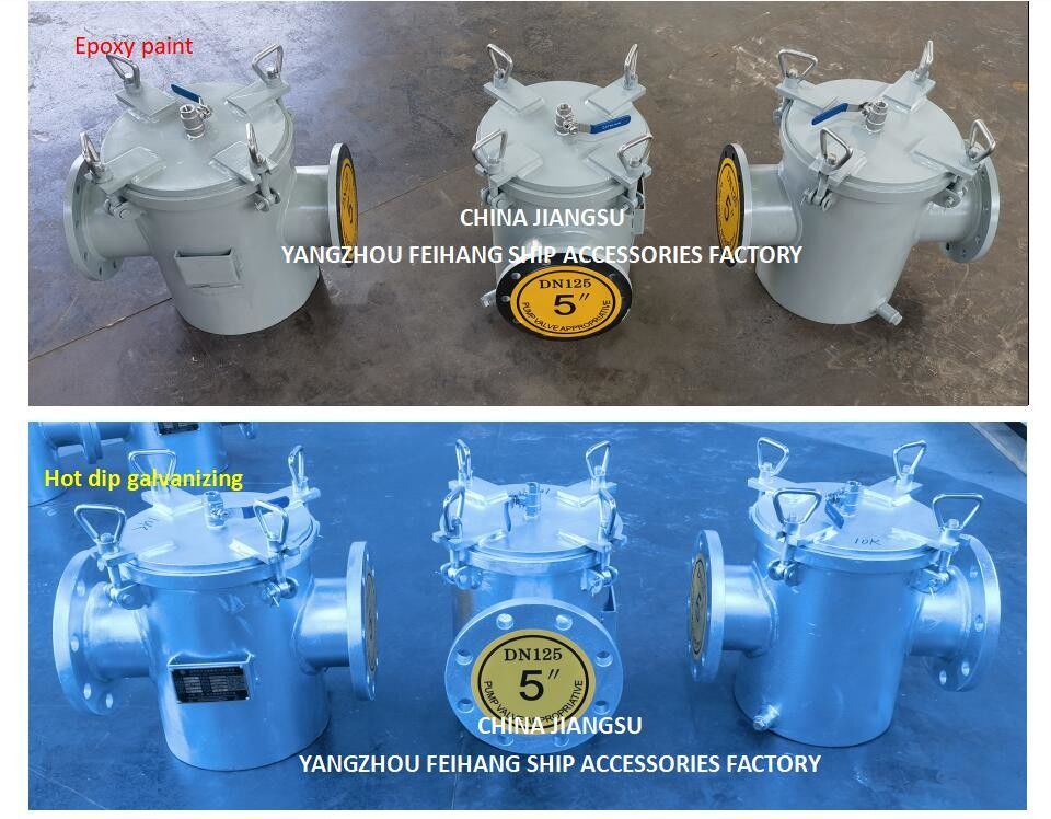 MODELO AS125 CB/T497 FILTRADOR ASISTENTE DE AGUA MARINA Cuerpo galvanizado, con cartucho de filtro de acero inoxidable