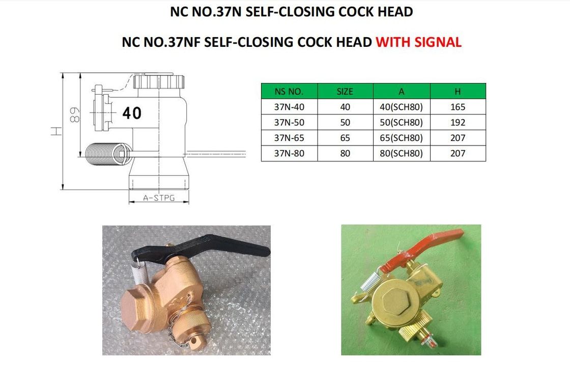 Conexión de hilo Diseño CB NS NO.37N-40 Válvula de puerta de cierre automático para accesorios de buques