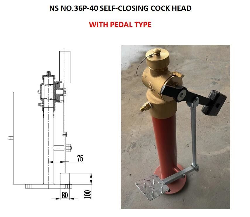 NS NO.36P-40 Cabeza de gancho de cierre automático con pedal tipo material de bronce, fácil de operar