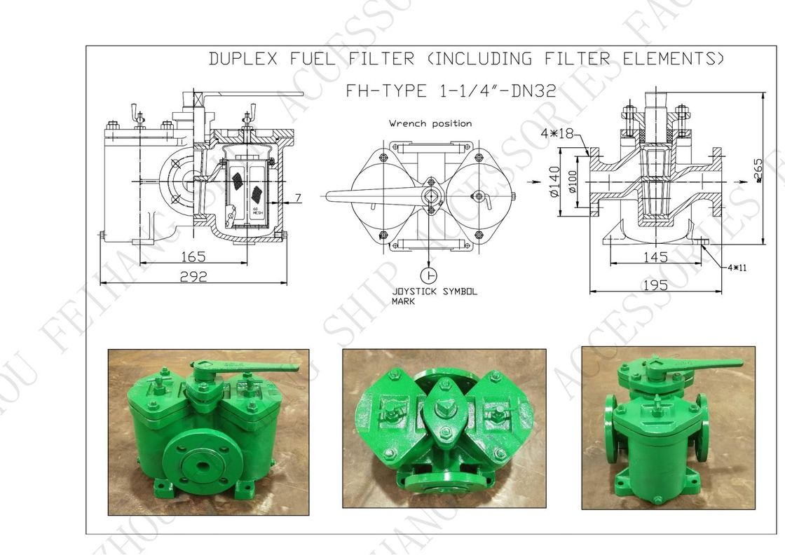 FH16032 CB/T425 Estiradores de aceite dúplex, incluidos los elementos de filtro con conexión con brida