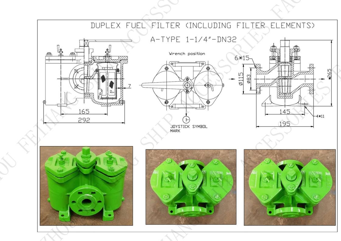 Filtro de aceite doble de acero fundido AS32 Cb/T425 Para la bomba de transferencia de combustible Cuerpo de hierro fundido Incluye acero inoxidable