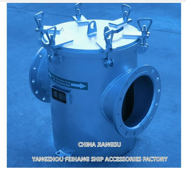 Filtro de agua gruesa marina modelo AS250 CB/T497 Cuerpo galvanizado de acero al carbono, cartucho de filtro de acero inoxidable, malla de 8 mm