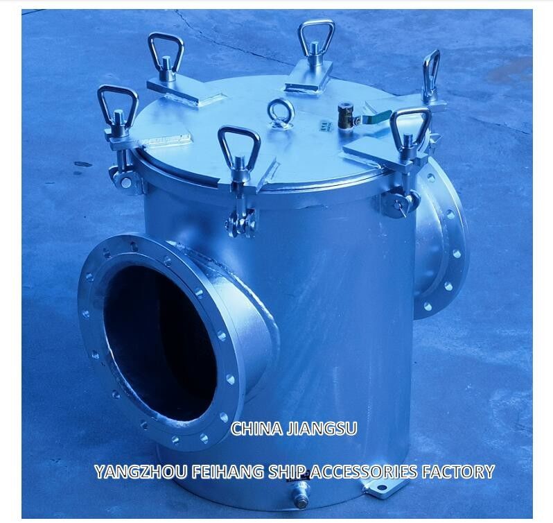 Filtro de agua gruesa marina modelo AS250 CB/T497 Cuerpo galvanizado de acero al carbono, cartucho de filtro de acero inoxidable, malla de 8 mm
