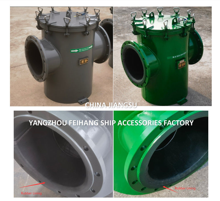 Revestimiento de caucho Revestimiento de agua de mar de acero carbono Con válvula de escape / salida de descarga malla de 5 mm extremo de brida