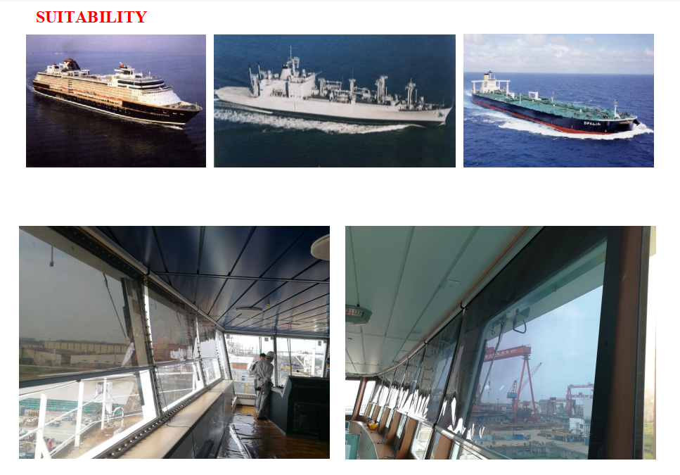 sunshading curtain for shipbuilding sunshade shade sunscreens for ships Frame Material Alum-Alloy Films Color GOLD,SILVER,GREY,BRONZE