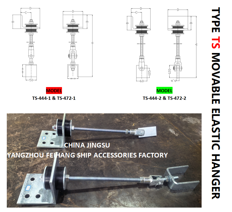 Supports Marine Movable Elastic Hanger & Type Ts Movable Elastic Hanger TS444-1 MAX.LOAD800KGF